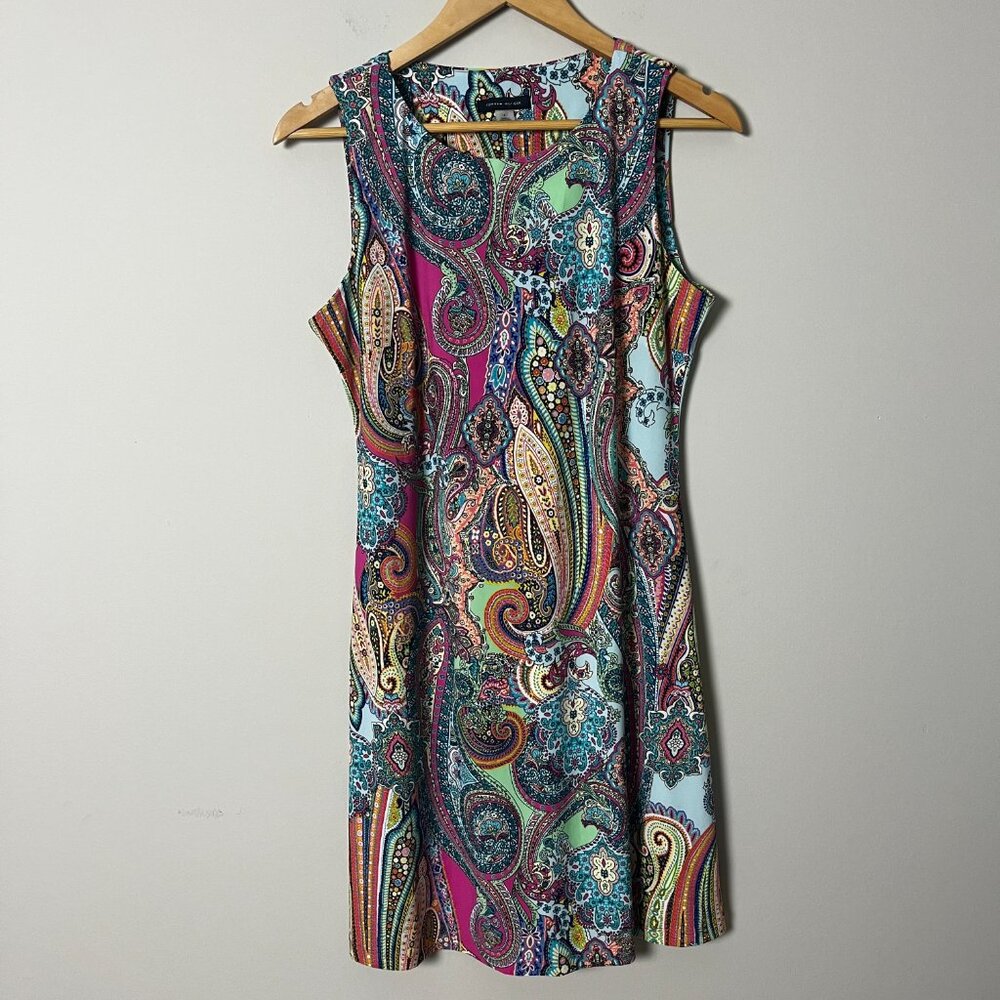 2/$30 Tommy Hilfiger Multicolor Paisley Sleeveless Shift Dress 6 - Picture 3 of 6